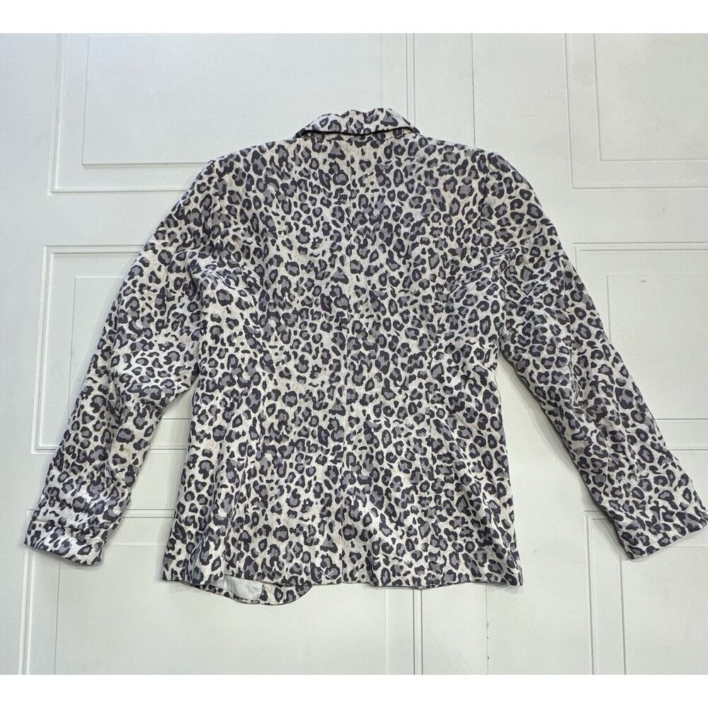 Rachel Zoe Jacket Womens Medium Beige Brown Animal Print Blazer Linen Blend - Picture 4 of 4